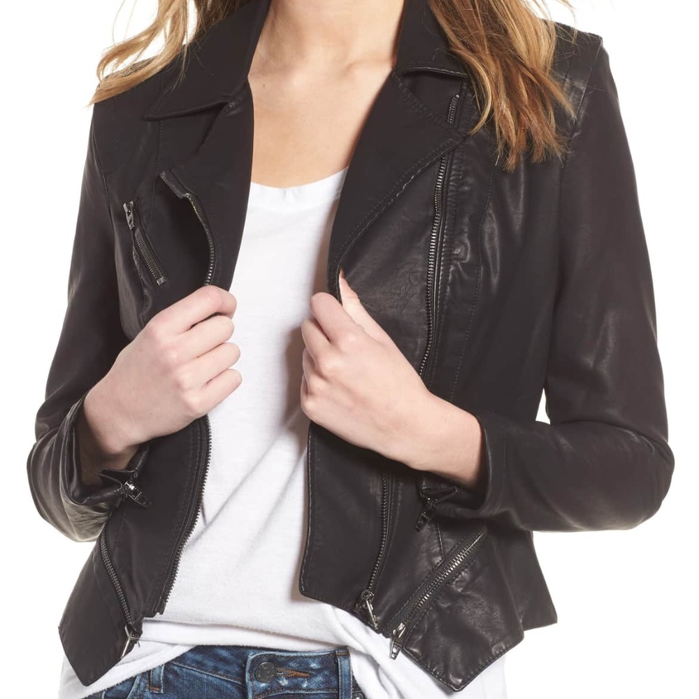 Blank NYC Faux Leather Moto Jacket Black S